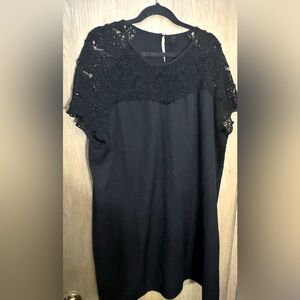 Crepe Dress Lace Sleeves Knee Length
